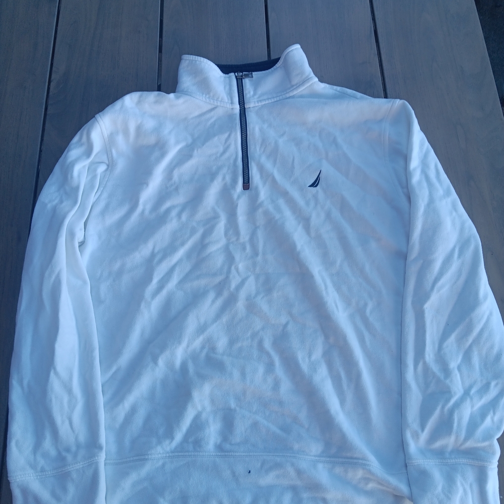 Nautica Navy and Brown Quarter-Zip Pullover